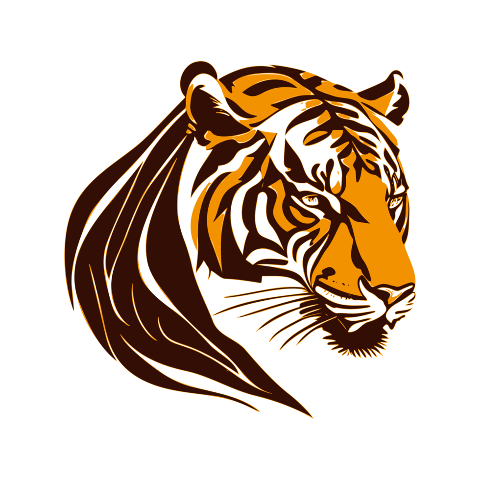 AI generated orange tiger head with abstract fur illustration png
