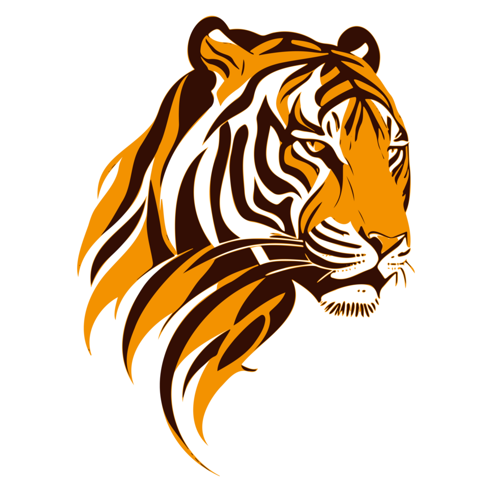 AI generated orange tiger head with abstract fur illustration png