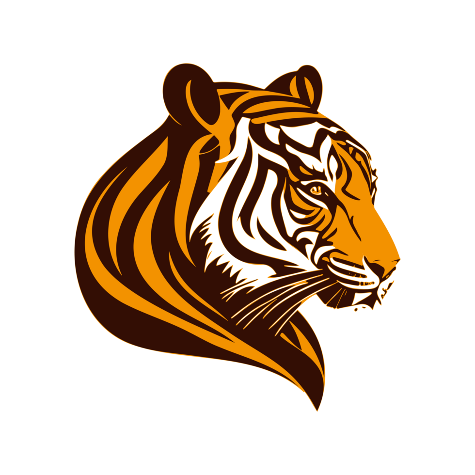 AI generated orange tiger head with abstract fur illustration png