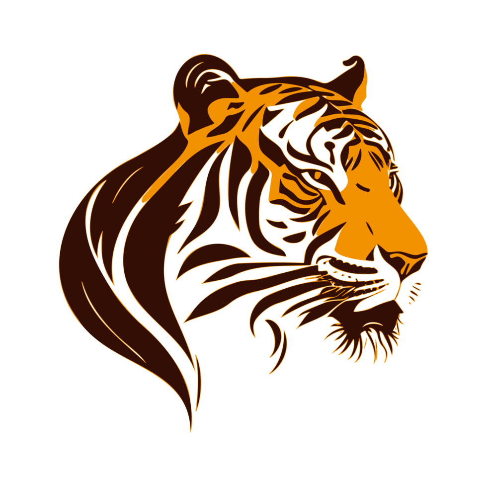 ai généré Orange tigre tête avec abstrait fourrure illustration png