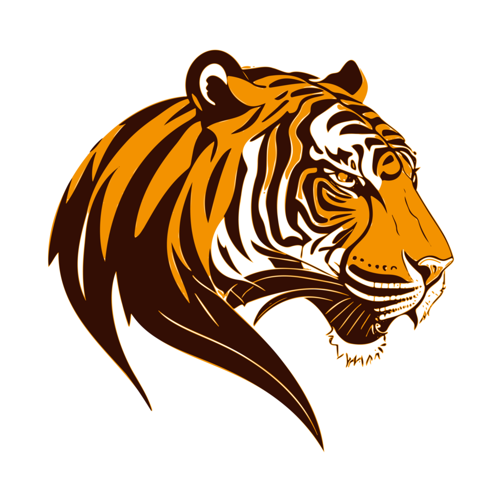 AI generated orange tiger head with abstract fur illustration png