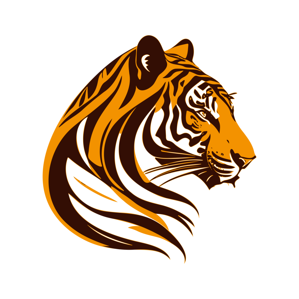 AI generated orange tiger head with abstract fur illustration png