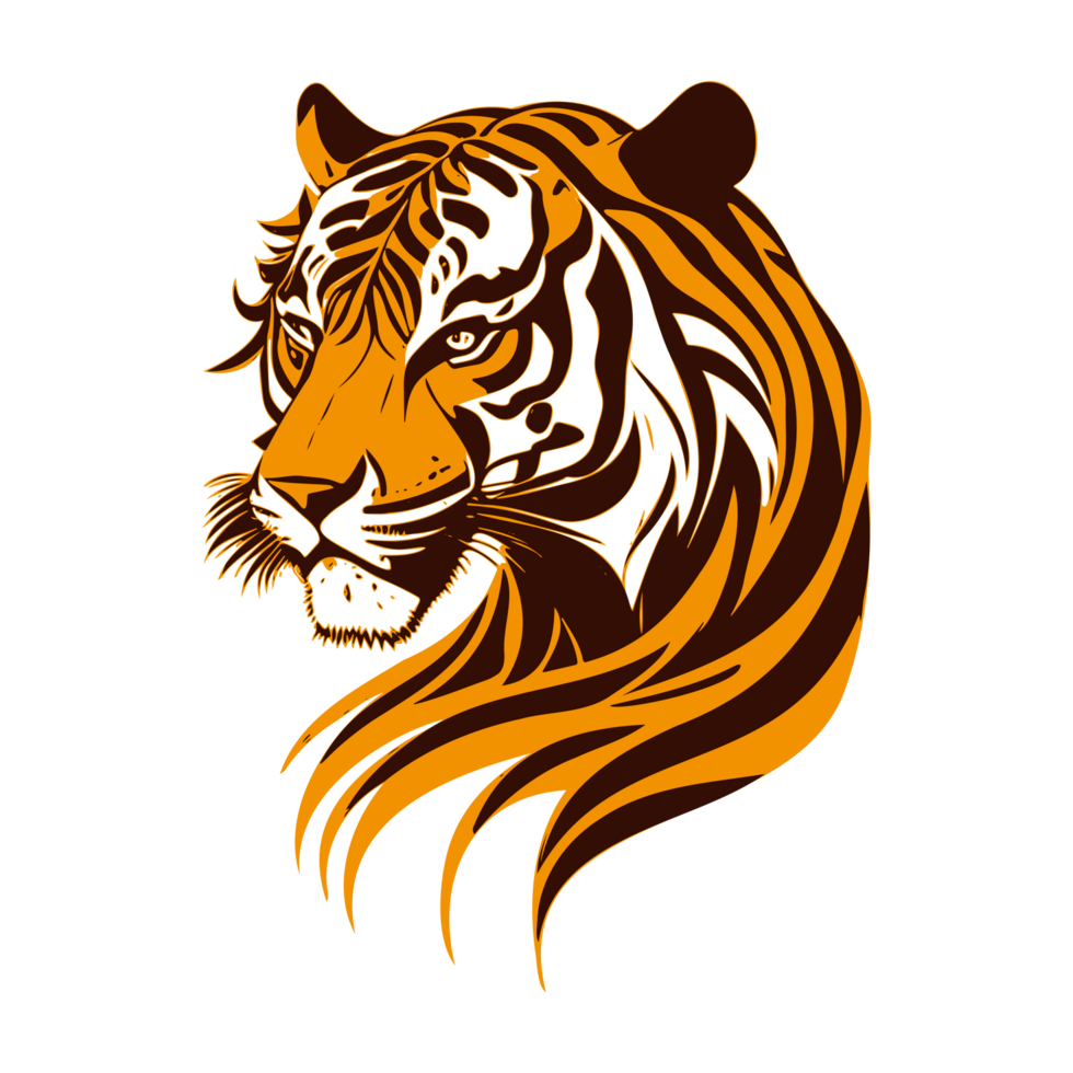 AI generated orange tiger head with abstract fur illustration png