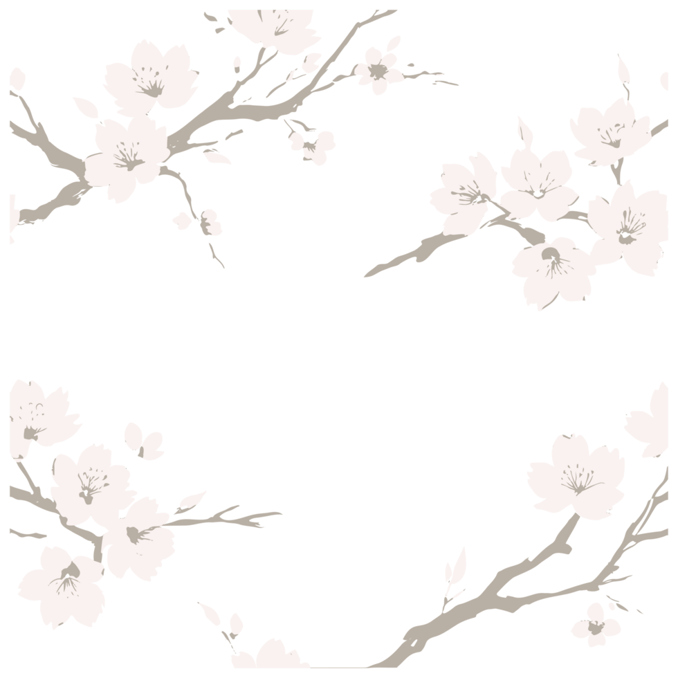 AI generated high quality logo style silhouette of a cherry blossom twigs png