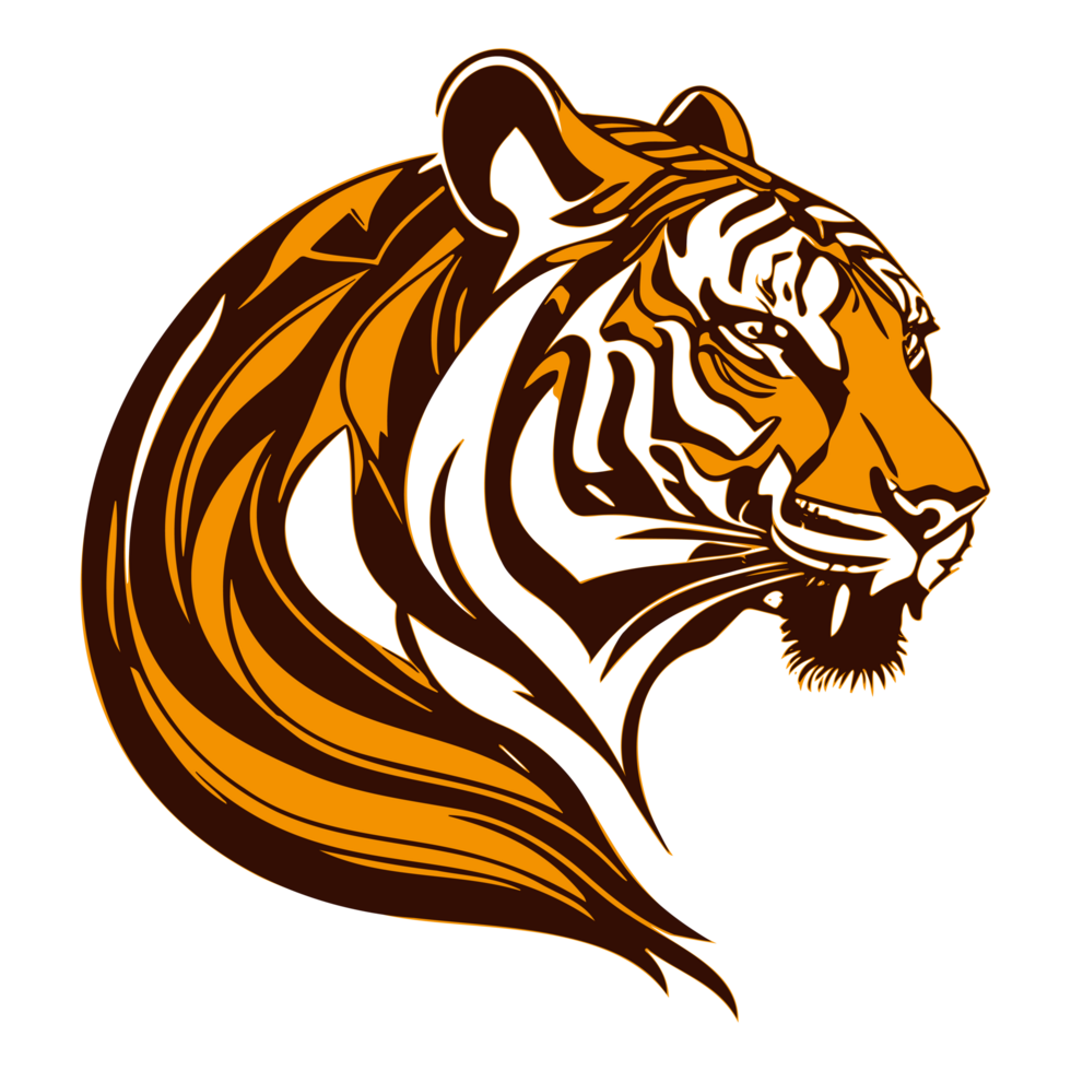 AI generated orange tiger head with abstract fur illustration png