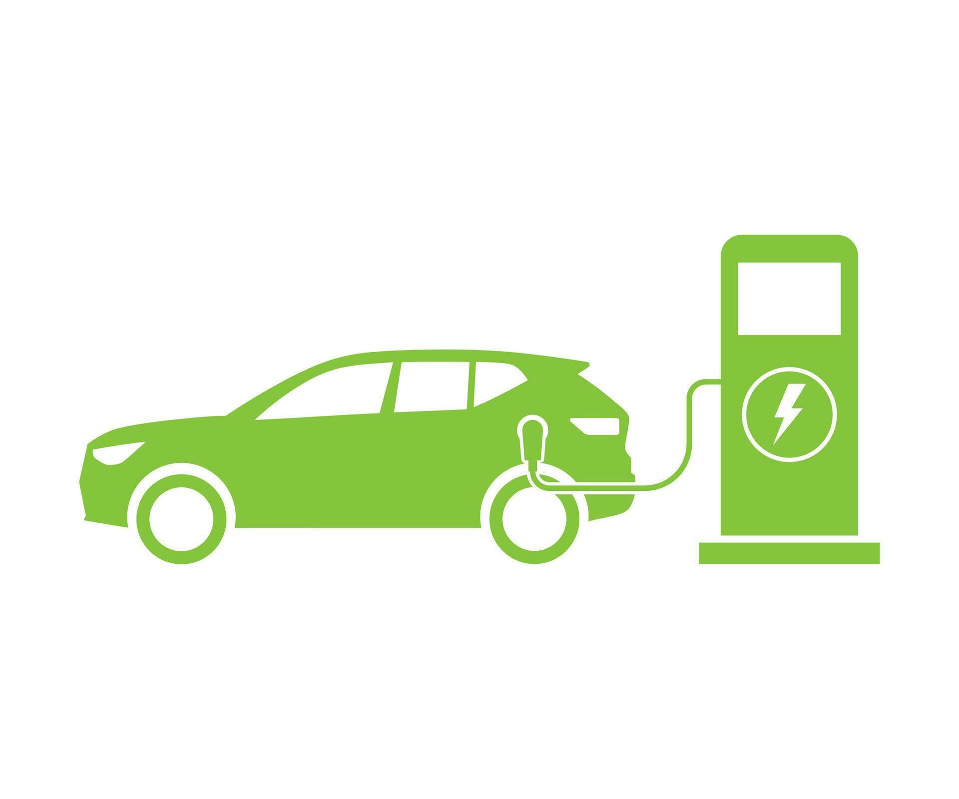 Electric car charging point icon vector. Electric vehicle recharging