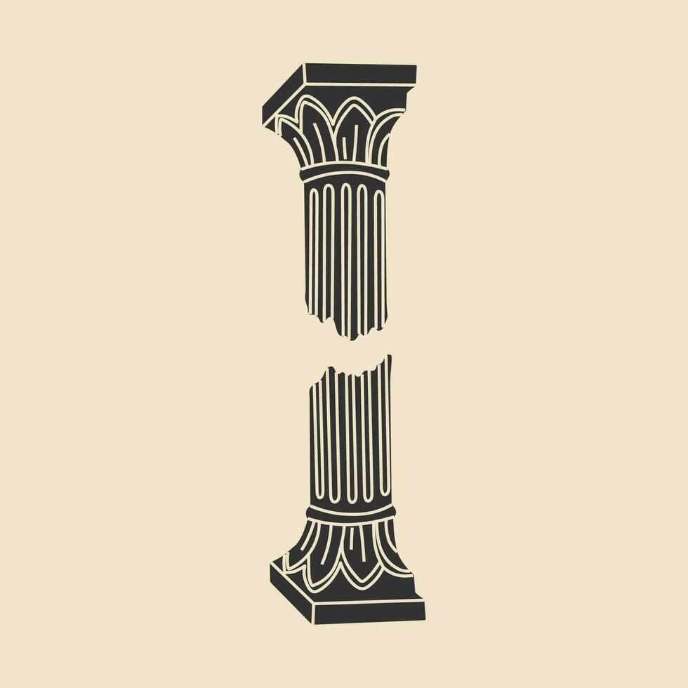 Greek ancient sculpture statue column. Vector illustration.