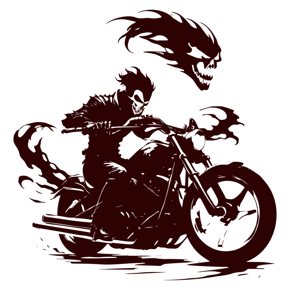 AI generated ghost rider with burning bike illustration png