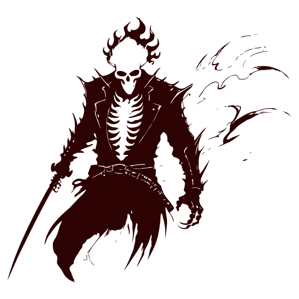 AI generated ghost rider with burning bike illustration png