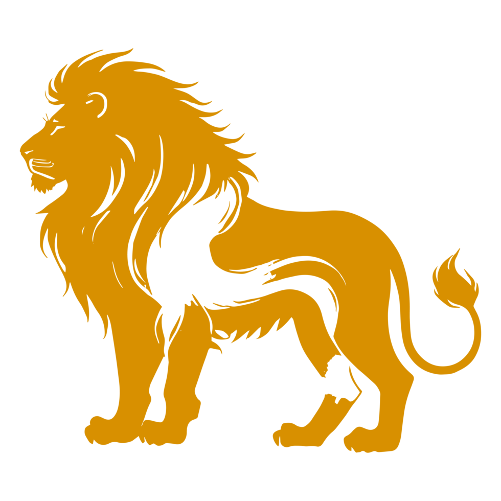AI generated gold lion silhouette illustration png