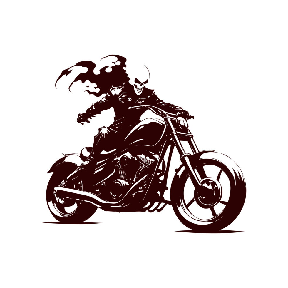 AI generated ghost rider with burning bike illustration png