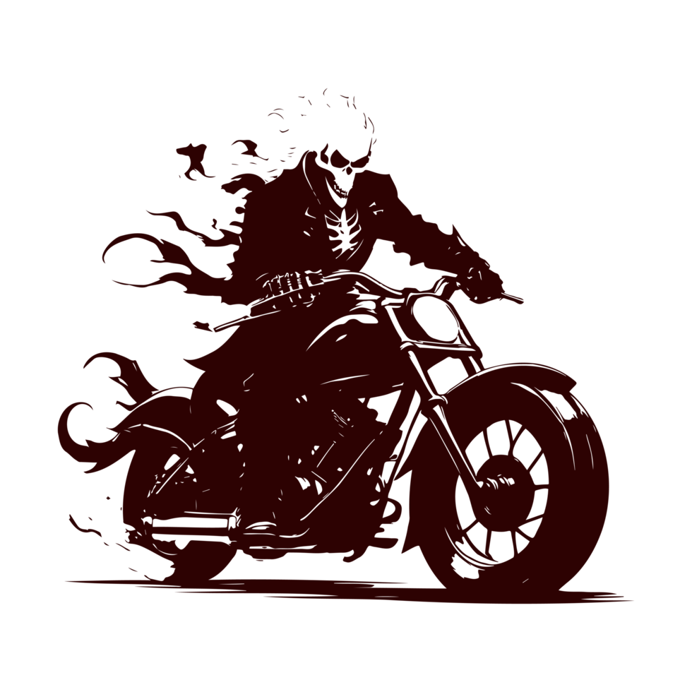AI generated ghost rider with burning bike illustration png