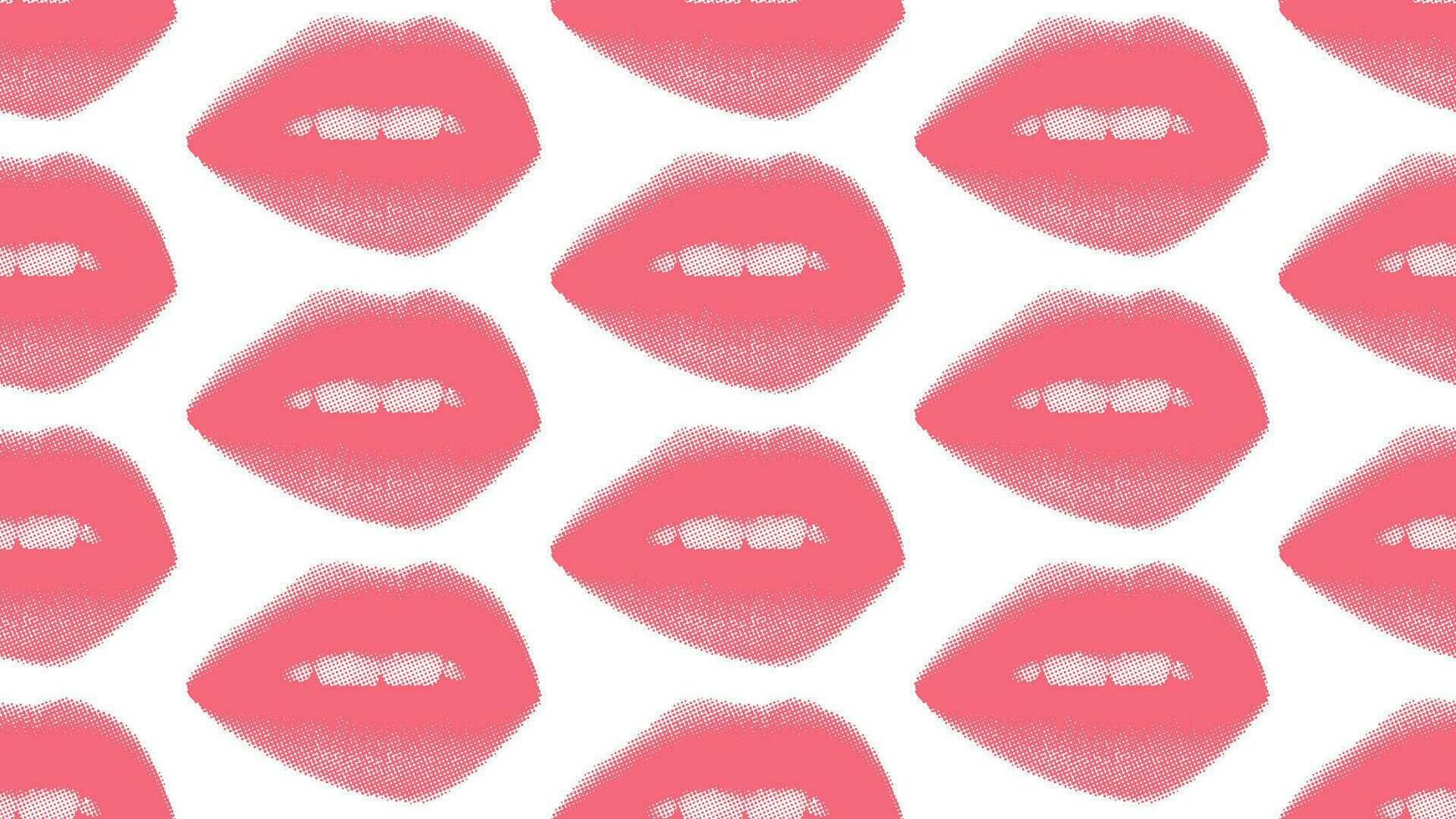 retro trama de semitonos boca sin costura modelo. moderno collage elementos con mujer sonrisa. popular Arte punteado estilo. de moda Clásico San Valentín día antecedentes. labios con trama de semitonos textura. vector en y2k estilo.