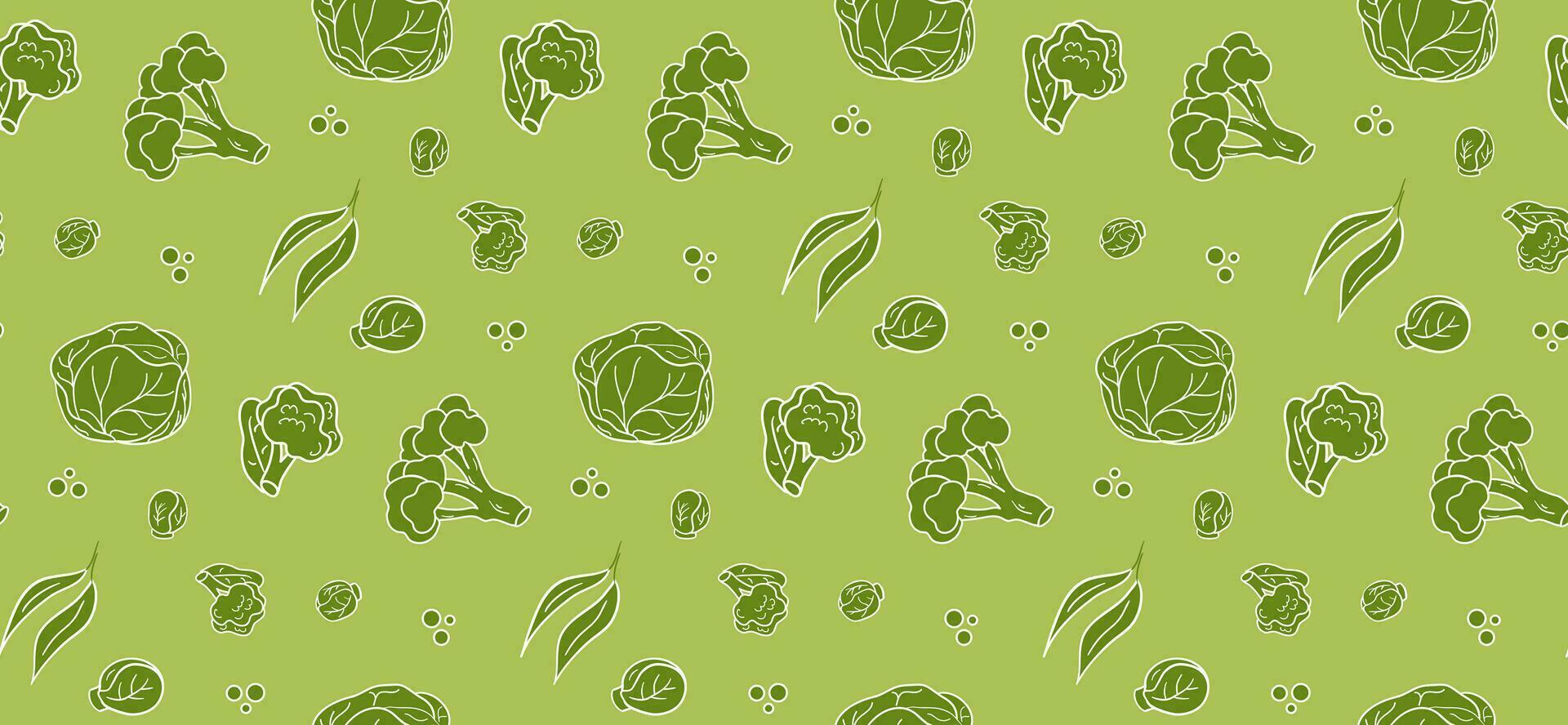 seamless pattern green Cabbage vector illustration. Design for kale day, healthy food, health day, recipes. Green and white background cartoon assorted cabbage for cover, book decoration, postcard