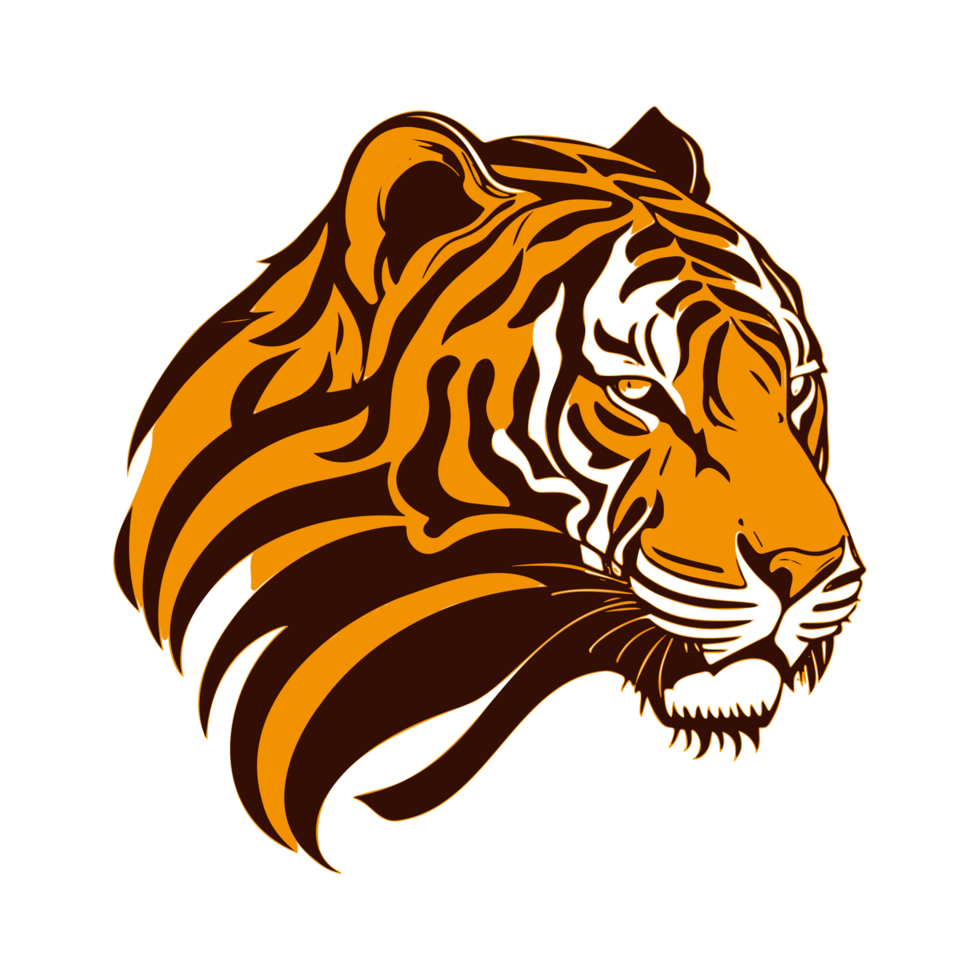 AI generated orange tiger head with abstract fur illustration png