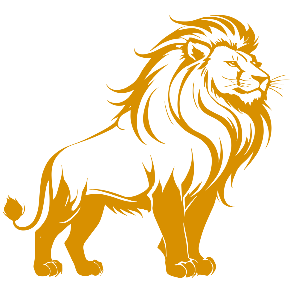 AI generated gold lion silhouette illustration png