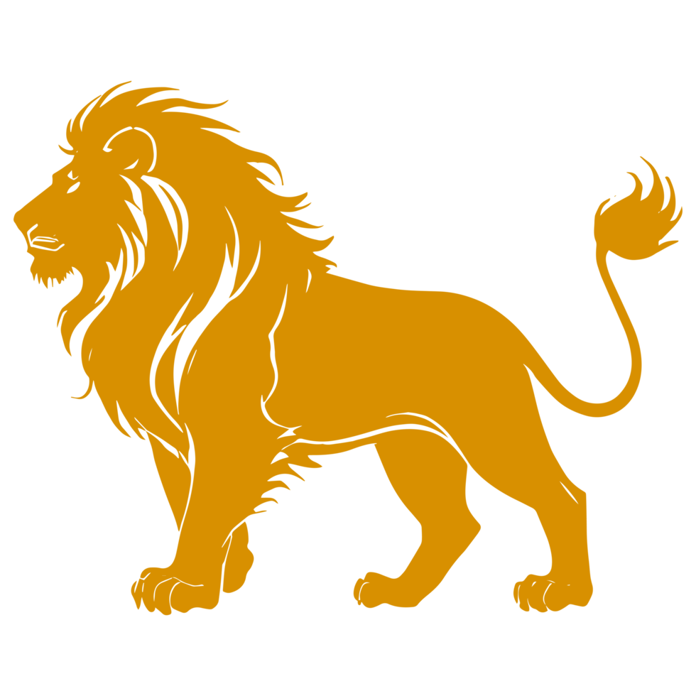 AI generated gold lion silhouette illustration png