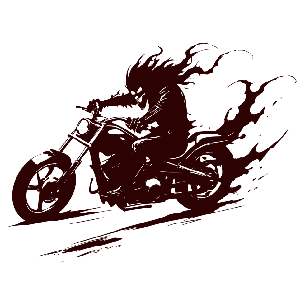 AI generated ghost rider with burning bike illustration png