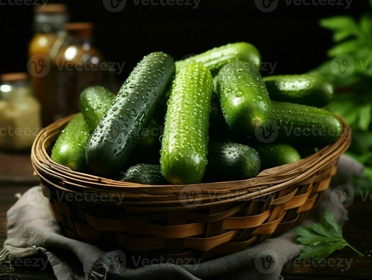 AI generated Fresh Cucumber with Water Droplets. Generative AI photo