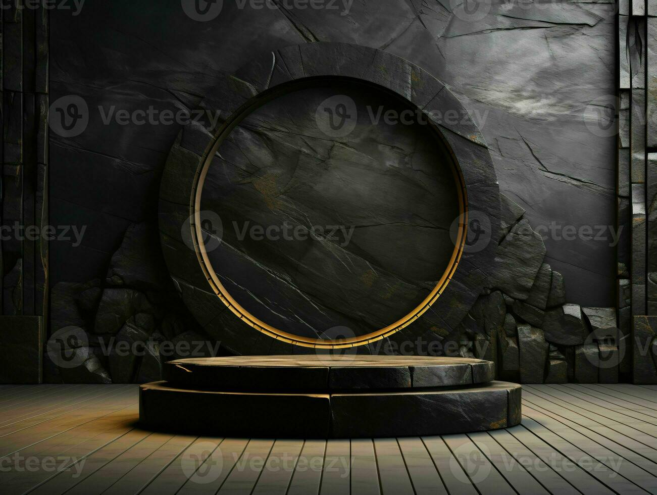 AI generated Elegant Black Stone Podium for Product Display Presentation or Showcase. Generative AI photo