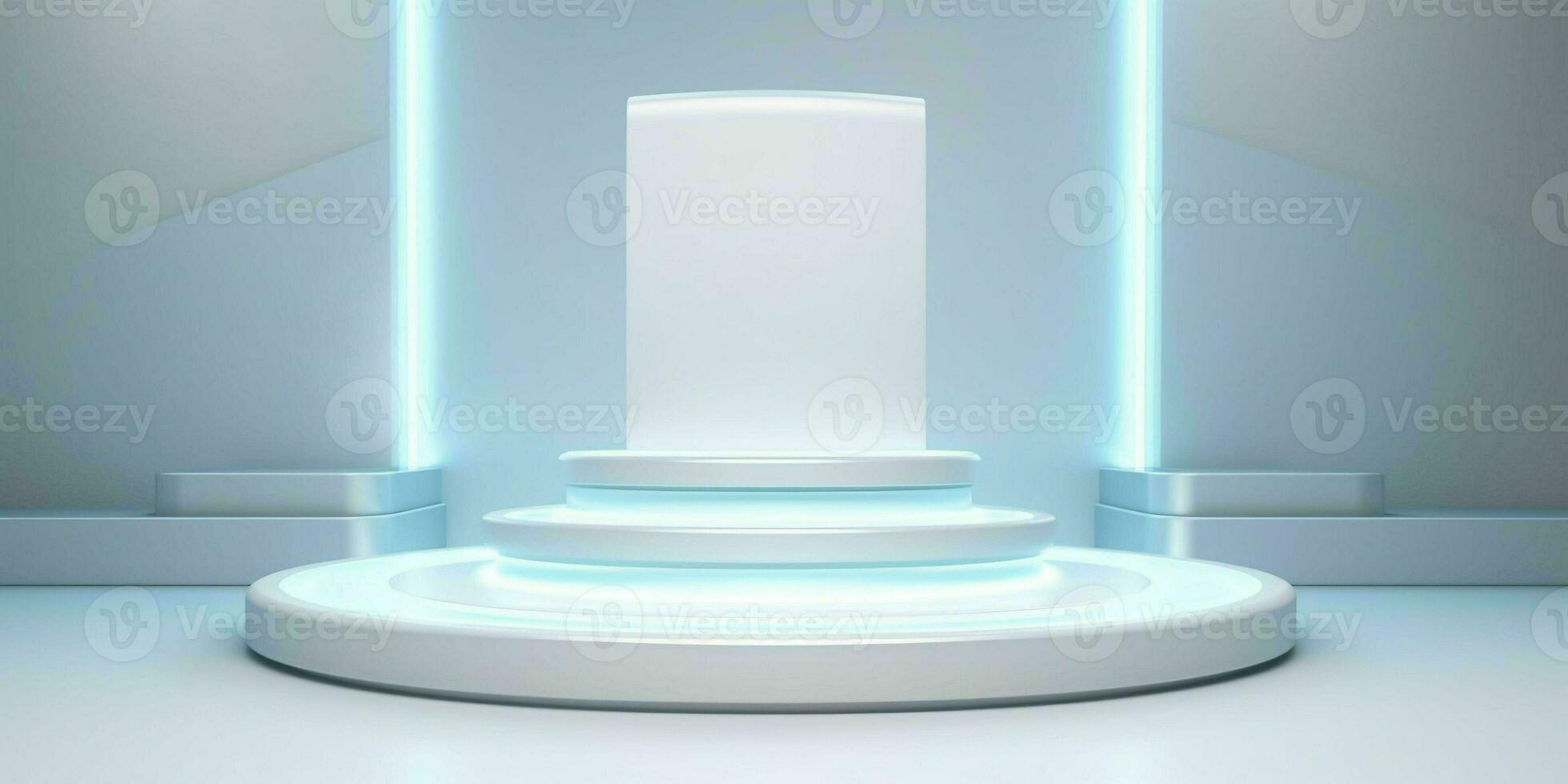 AI generated White 3D Room with Podium or Stand for Product Display. Futuristic Podium Scene. Generative AI photo