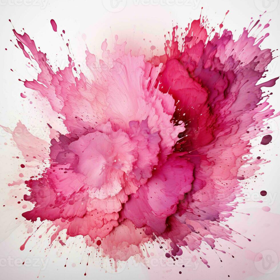 AI generated Pink Paint Splash and Texture on White Background. Paint Stain. Generative AI photo