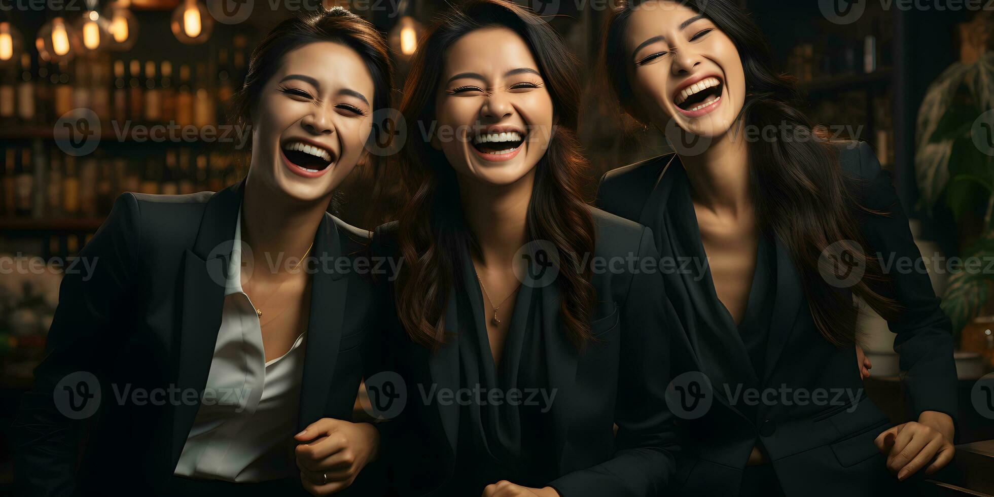 AI generated A Group of Young Asian Business Women in Elegant Business Suits. Generative Ai photo