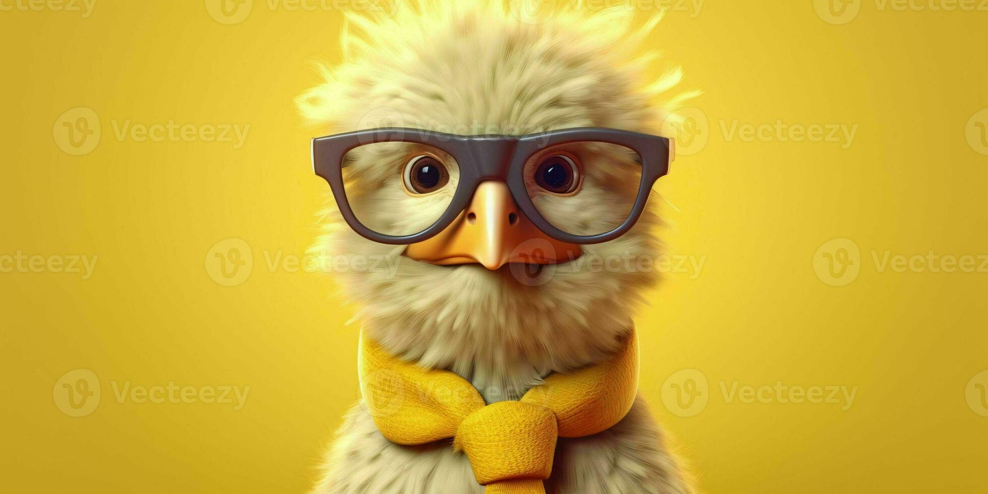 AI generated Cute and Funny Chicken Wearing Glasses and Casual Outfit. Generative AI photo