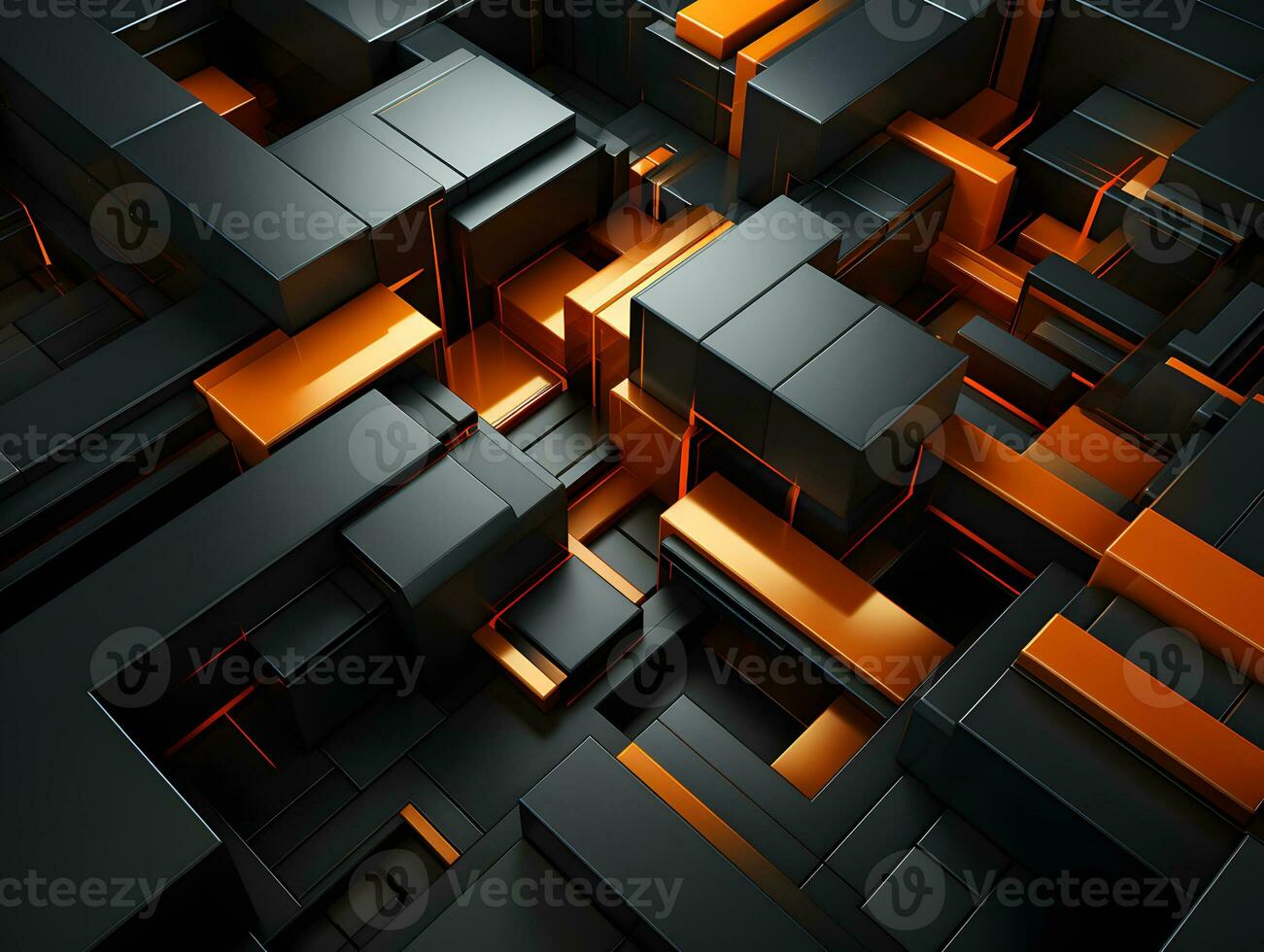 AI generated Elegant Black and Gold Geometric Background with Metal Effect. Futuristic Background. Generative Ai photo