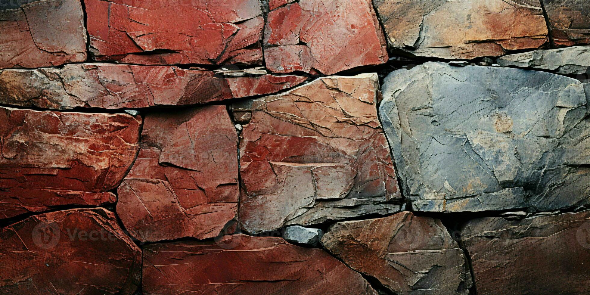 AI generated Red and Brown Rough Stone Texture Background. Rock Surface Background. Generative AI photo