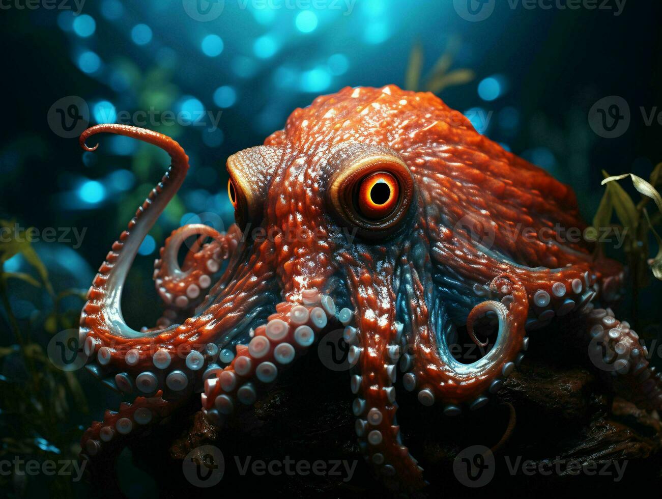 AI generated Close up of an Octopus Underwater. Generative AI photo