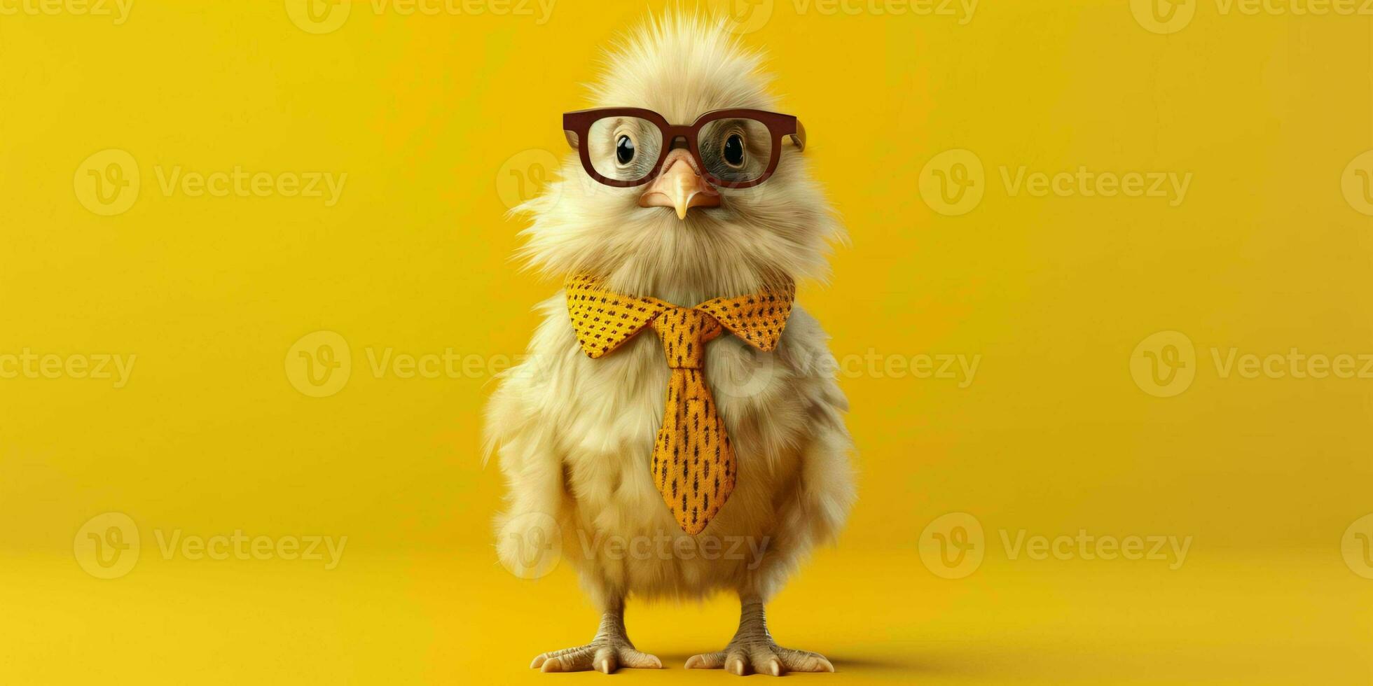 ai generado linda y gracioso pollo vistiendo lentes y casual atuendo. generativo ai foto