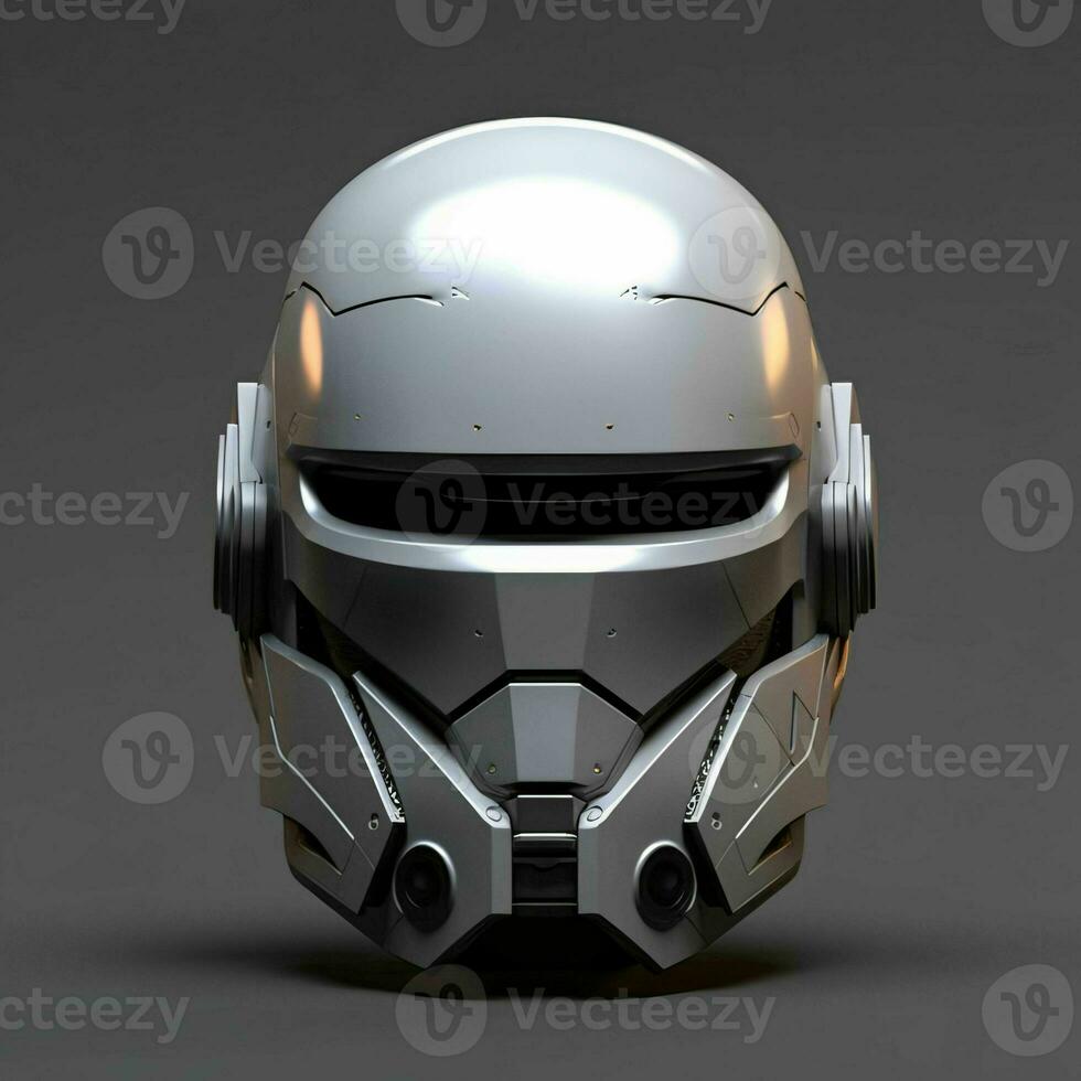 AI generated Modern and Futuristic War Helmet Isolated on Gray Background. Generative AI photo