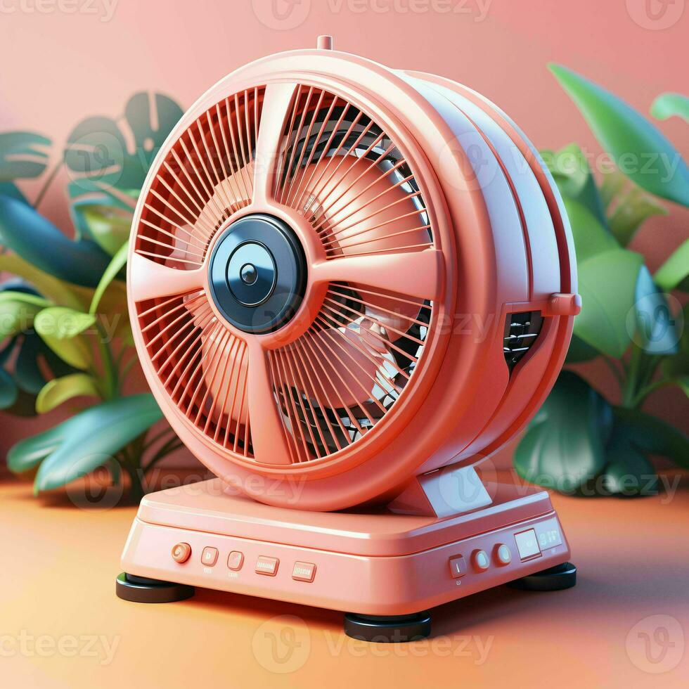 ai generado linda y futurista 3d eléctrico ventilador ilustración. generativo ai foto