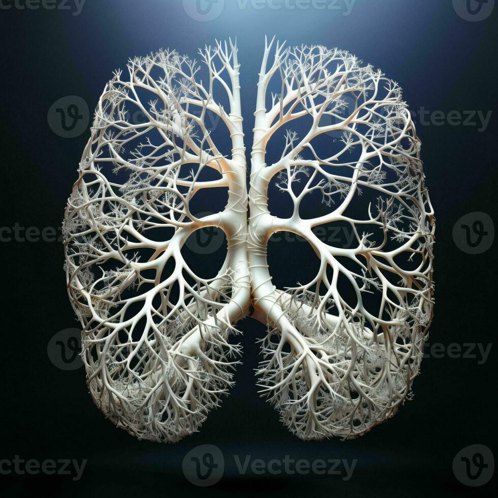 AI generated Human Lung Illustration with Tree Branch and Root Concept. Generative AI photo