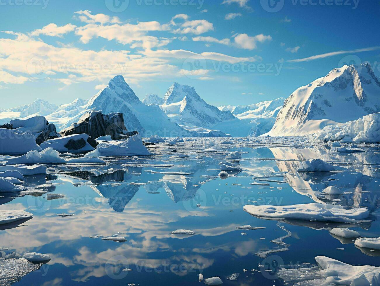 AI generated Iceberg with Blue Sky View. Generative AI photo