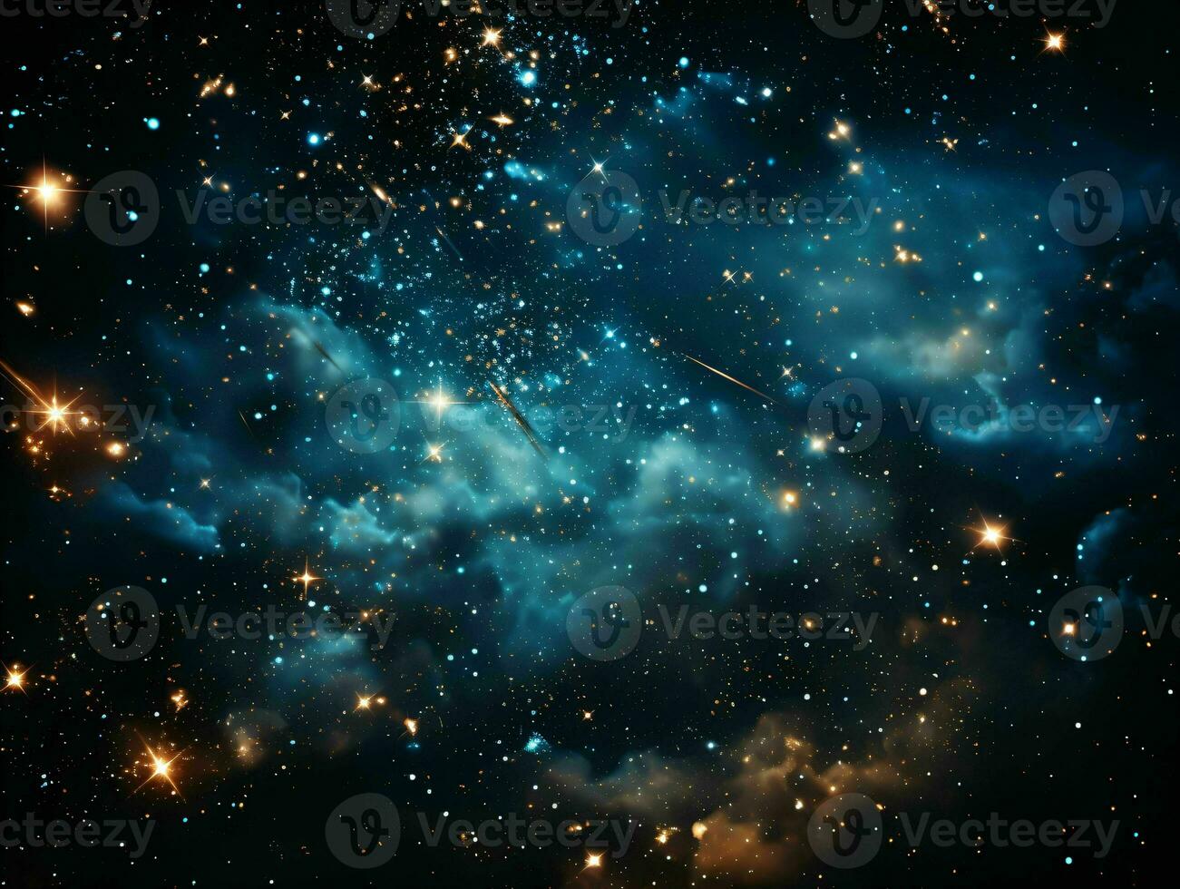 AI generated Starry Blue Night Sky. Universe Filled with Stars. Generative AI photo