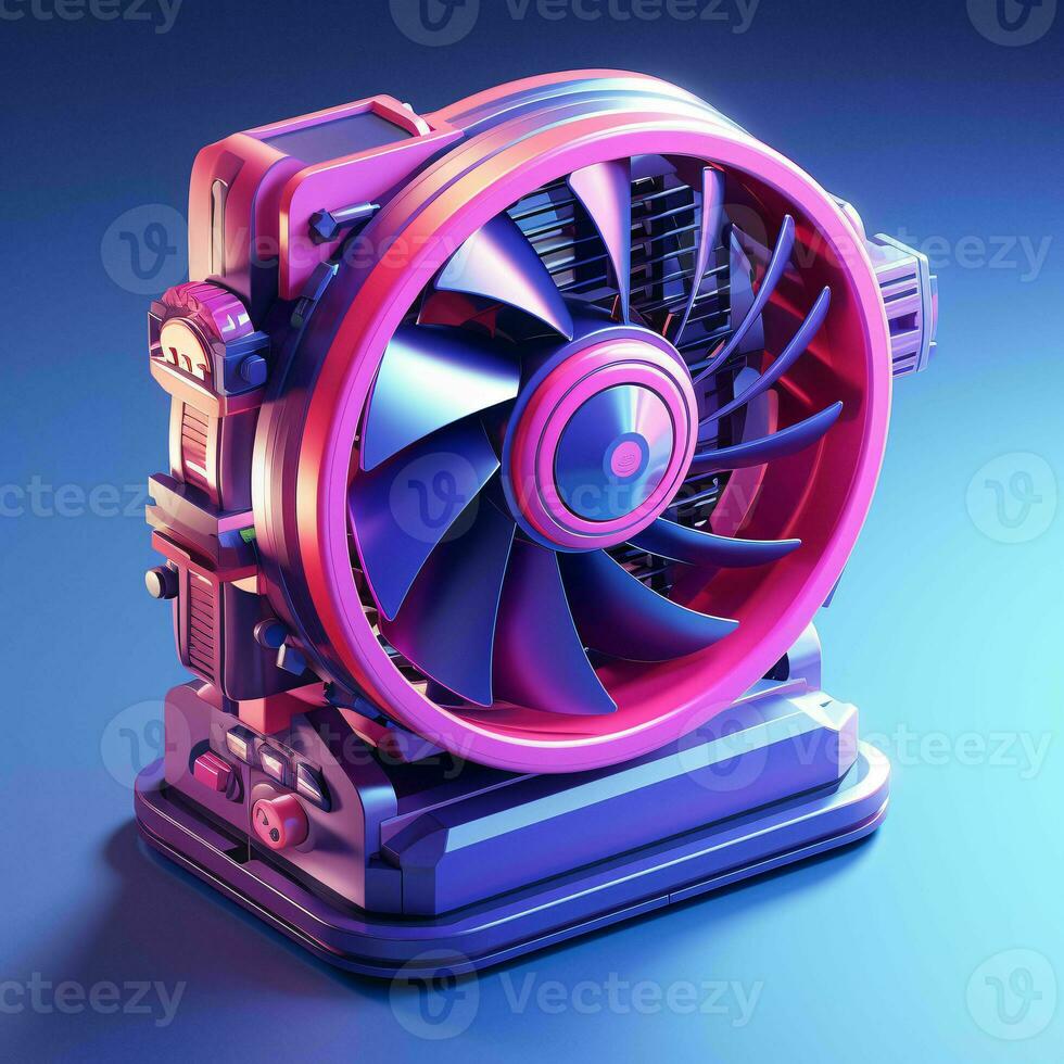 ai generado linda y futurista 3d eléctrico ventilador ilustración. generativo ai foto