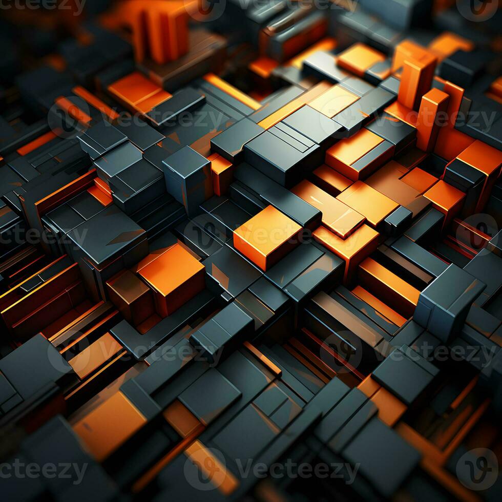 AI generated Elegant Black and Gold Geometric Background with Metal Effect. Futuristic Background. Generative Ai photo
