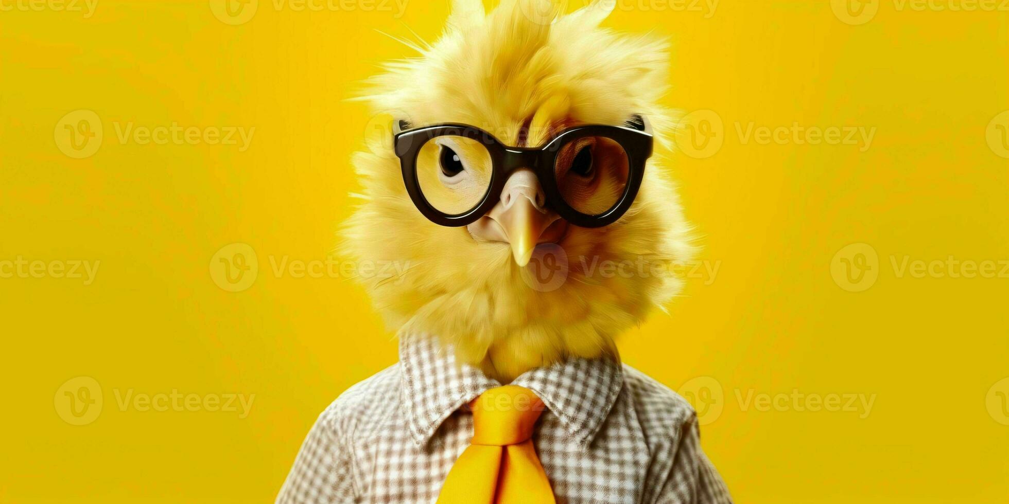 AI generated Cute and Funny Chicken Wearing Glasses and Casual Outfit. Generative AI photo