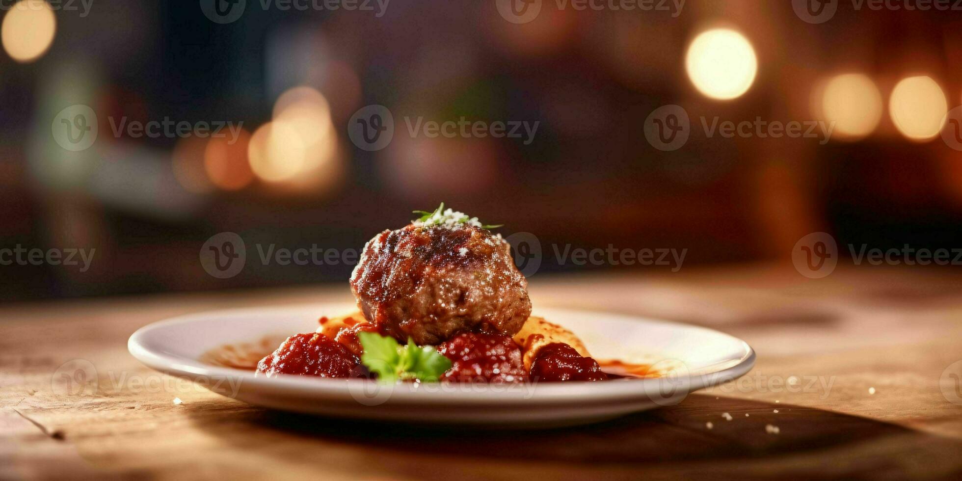 AI generated Delicious Meatballs with Sauce Served on a Plate. Generative AI photo