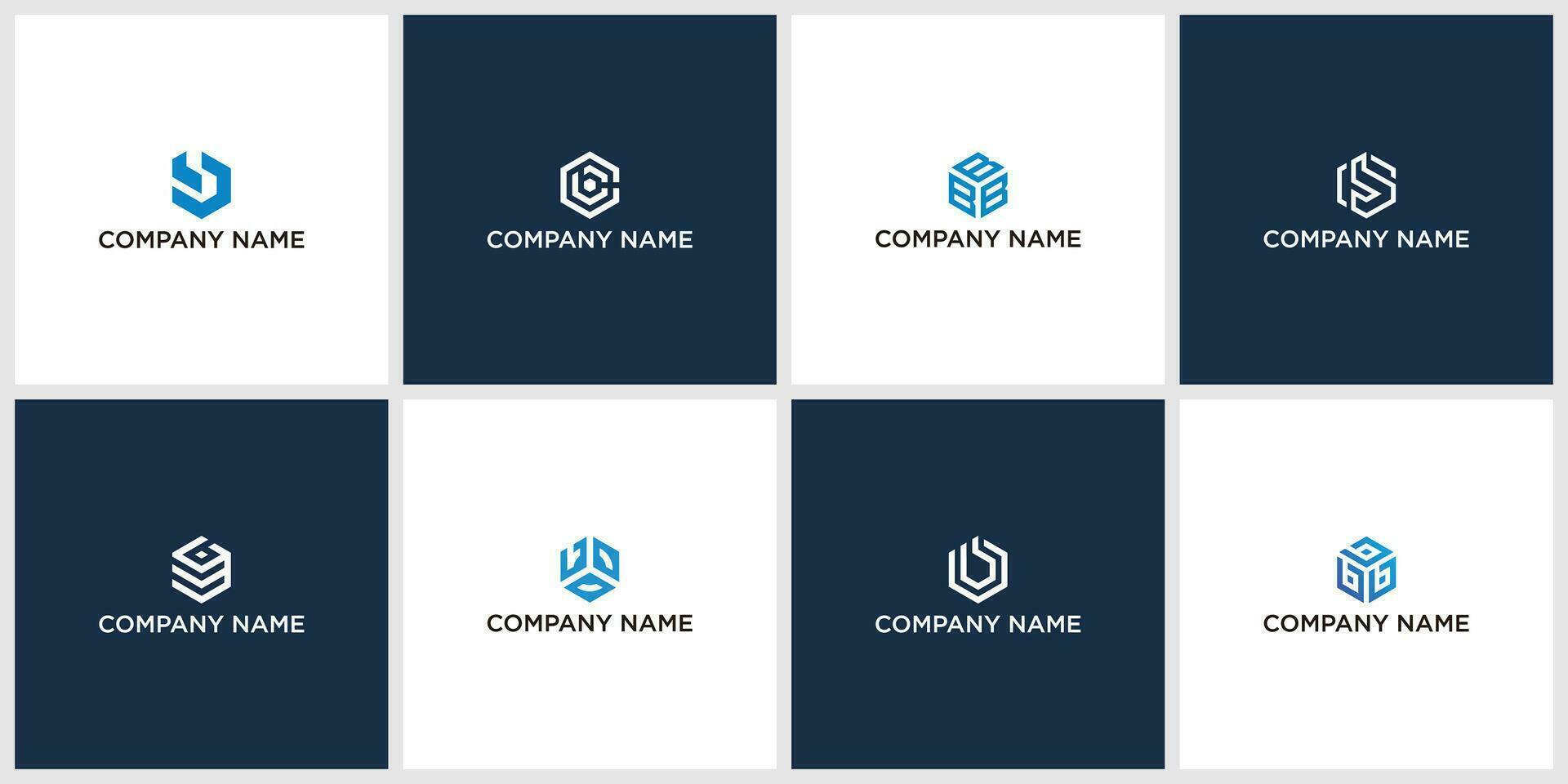 set of Letter B hexagon simple logo icon design vector