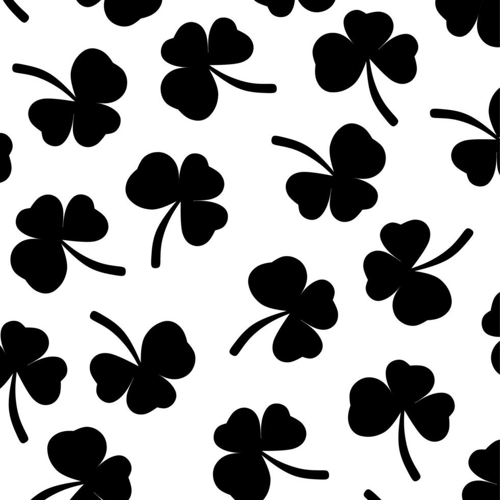 Clover leaf silhouette on white background. Clover grass filled the screen. Good for medicinal plant backgrounds and posters. vector