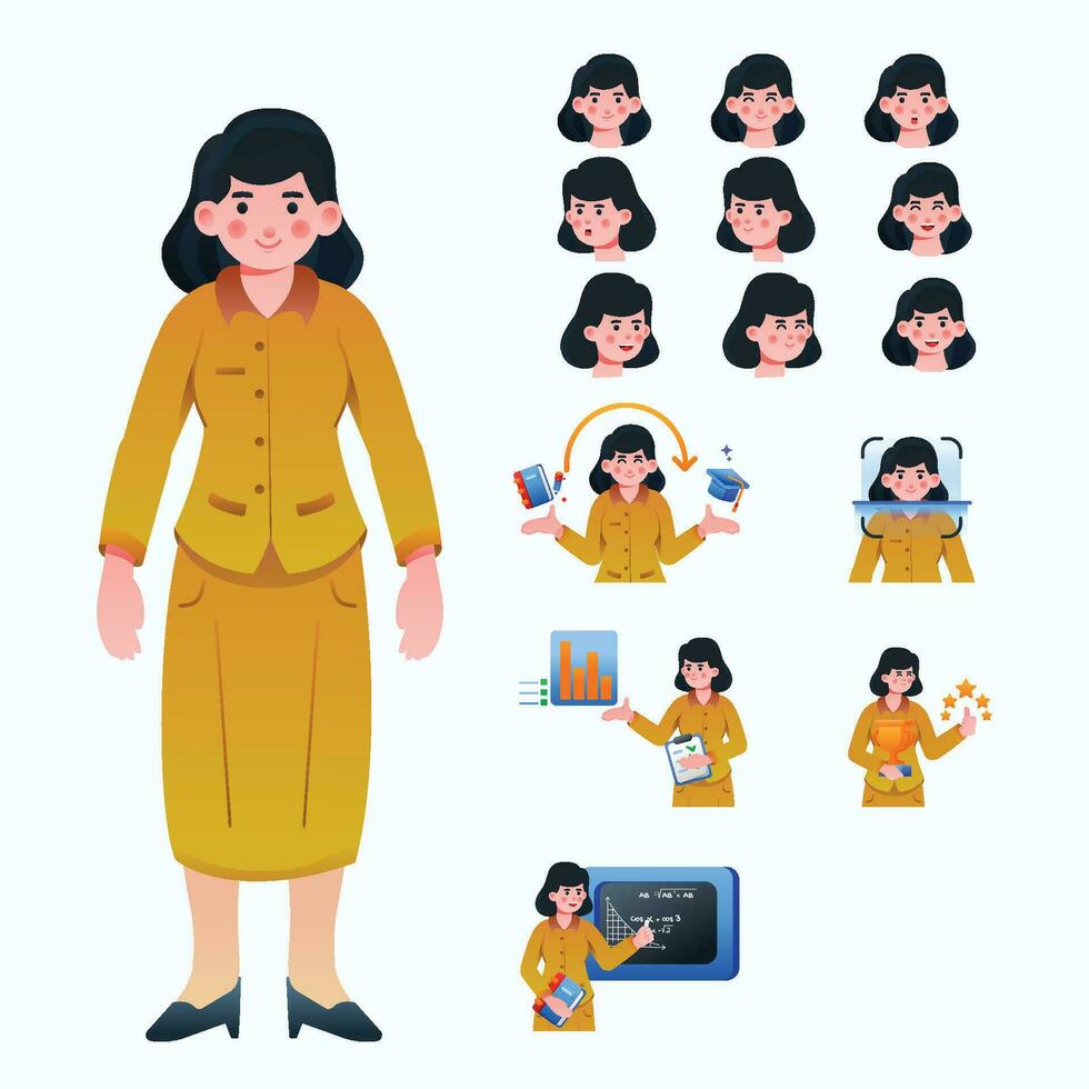 Indonesian teacher illustration vector