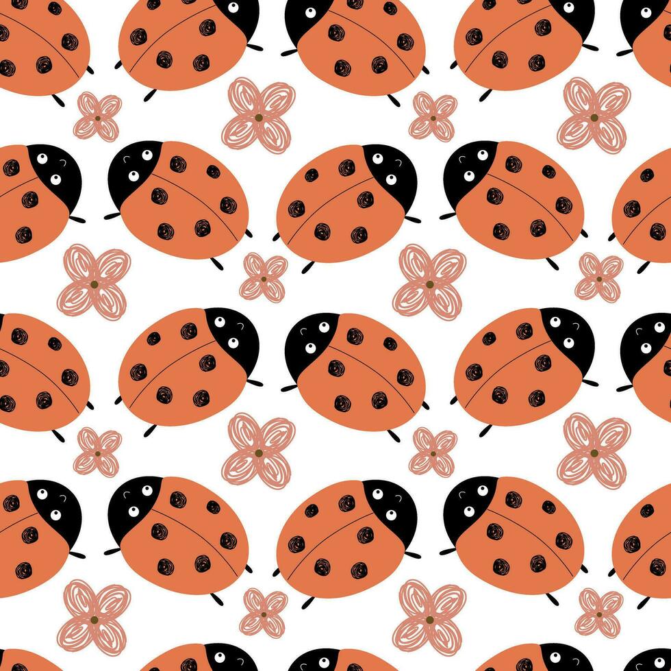 Seamless ladybug pattern. For baby clothes, wallpaper, wrapping paper vector