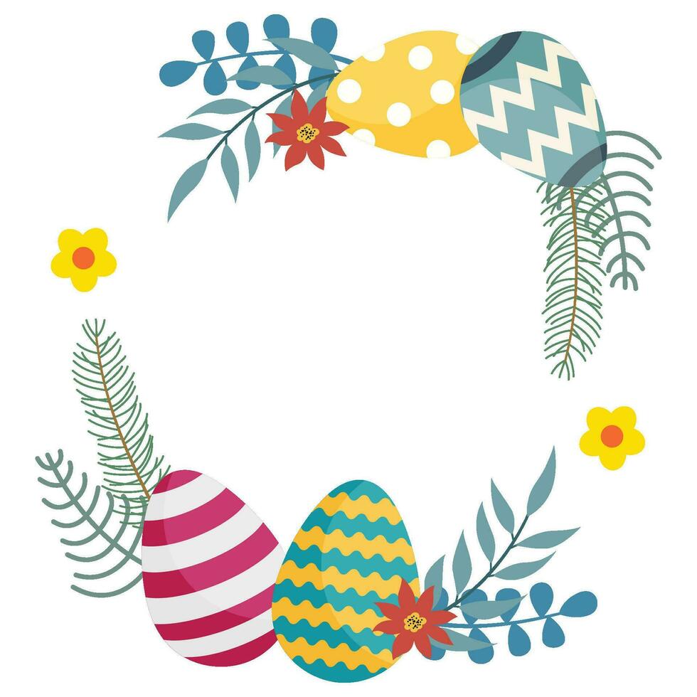 Happy Easter banner, poster, greeting card. Happy Easter background with negative space area vector
