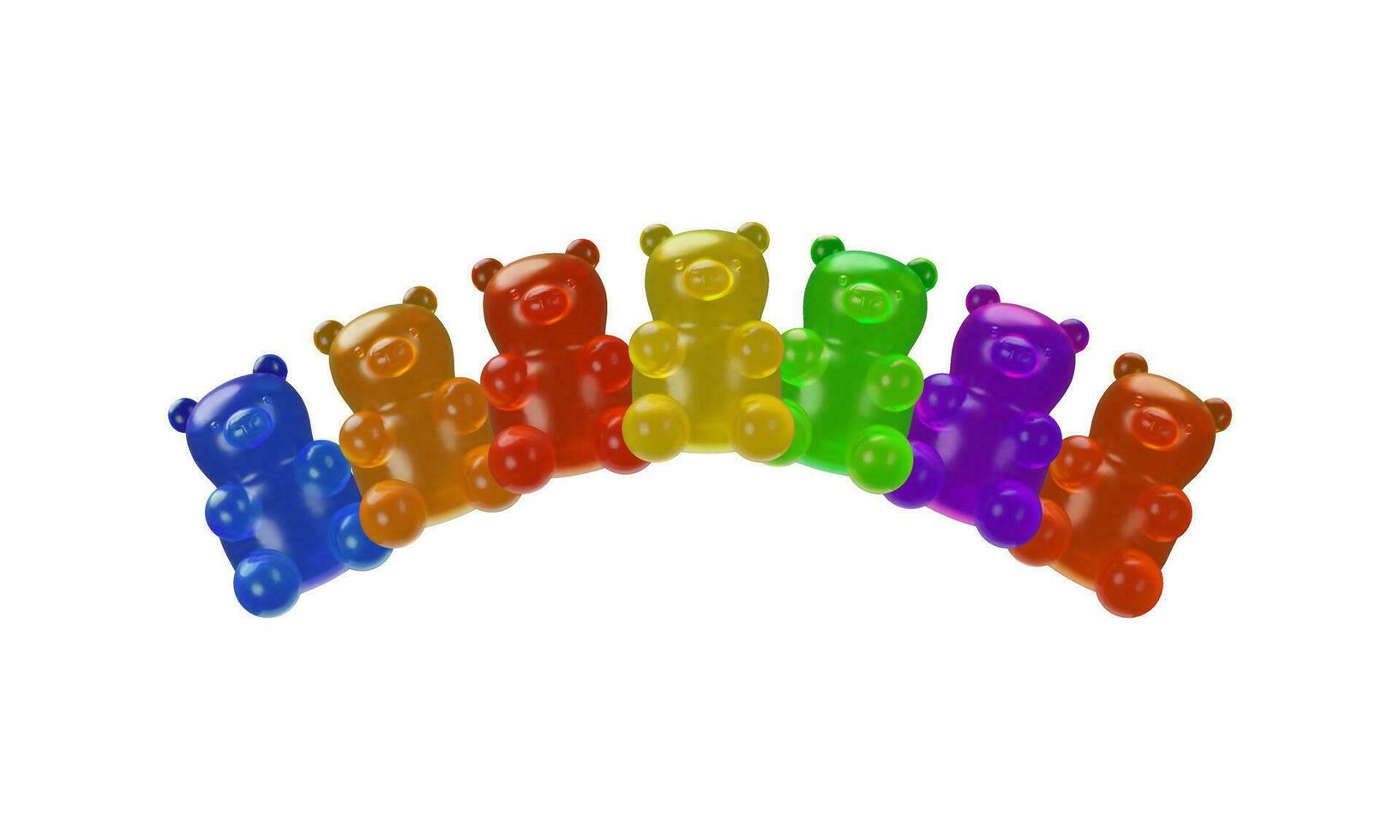 3D set of realistic gummy bear vector