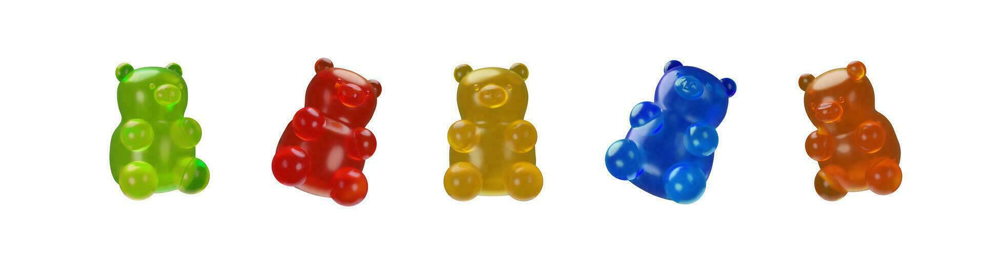 3D render gummy bear in different poses vector