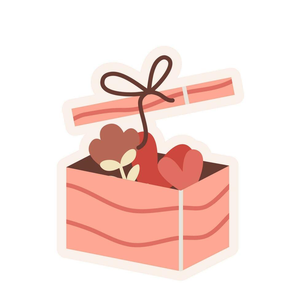 a pink gift box valentine love pink heart vector set clip art