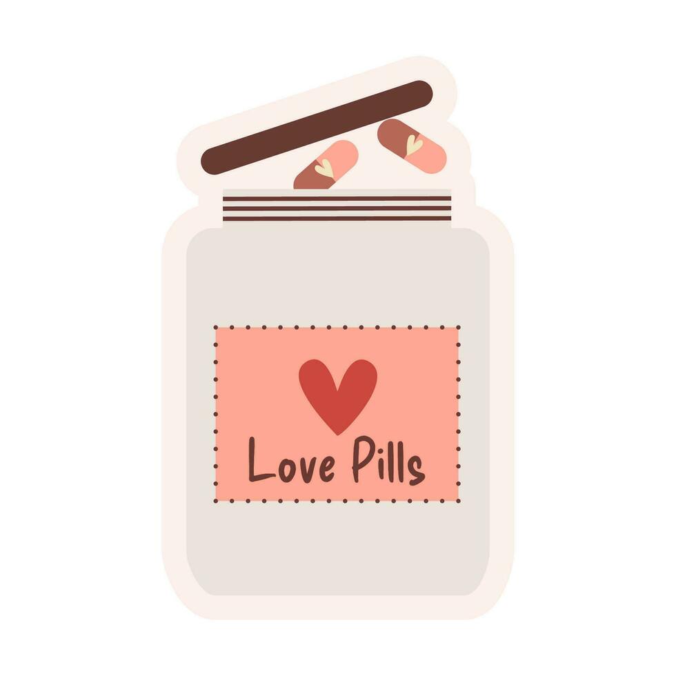 a love pills jar valentine love pink heart vector set clip art